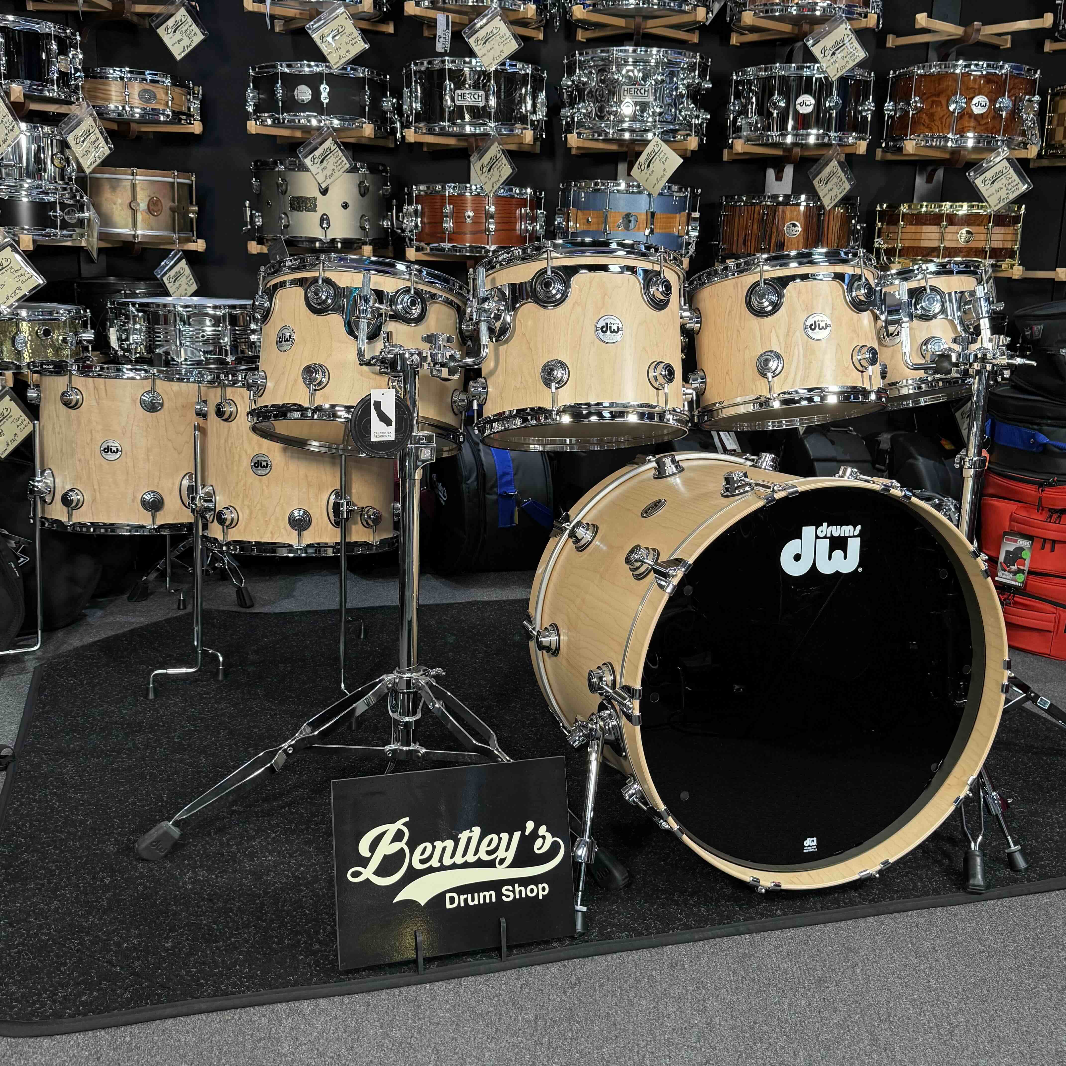 ~WOW!~ Collector's Series SonicPly Maple/Aluminum Hybrid 7-Piece 10/12/13/14/15/16/22 Drum Kit Set in Natural Satin Oil with Chrome Hardware (Store Demo)